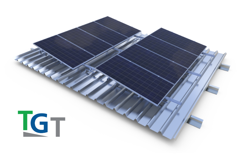 TGT Rendering with Logo Tilted pitched roof racking system